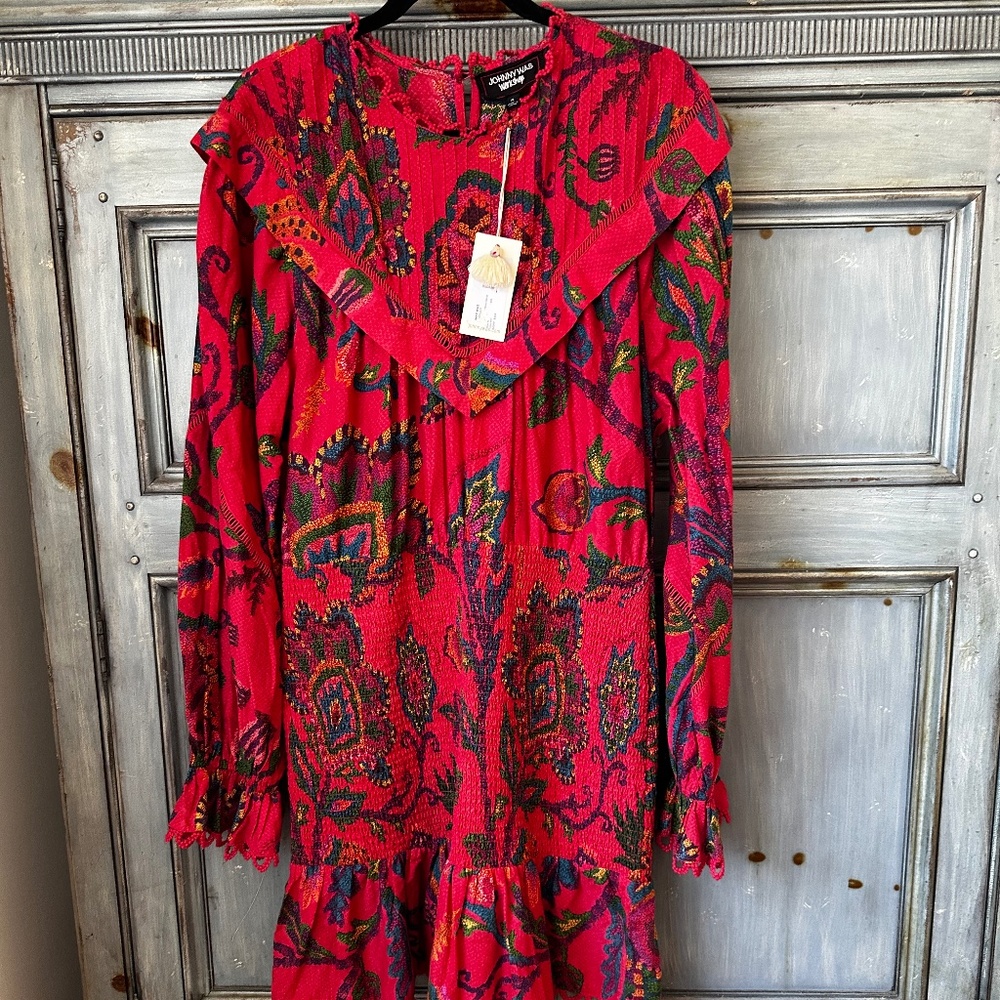 Johnny Was Workshop Tiered Floral Short Dress Size XL NWT